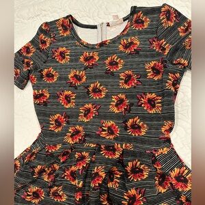 LuLaRoe Medium Striped and Floral Amelia Dress